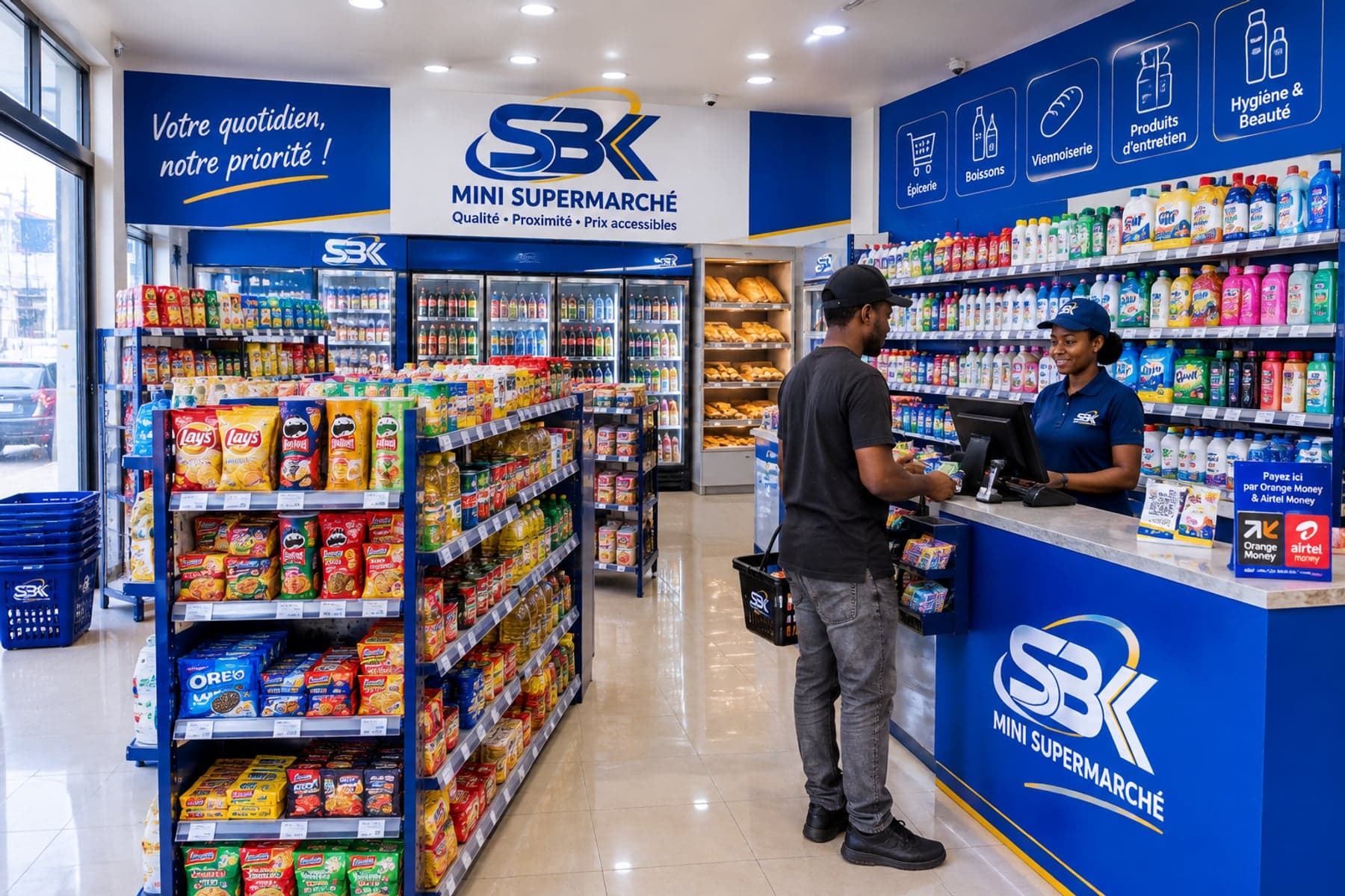 Rayons du Mini Supermarché SBK MULTISERVICES